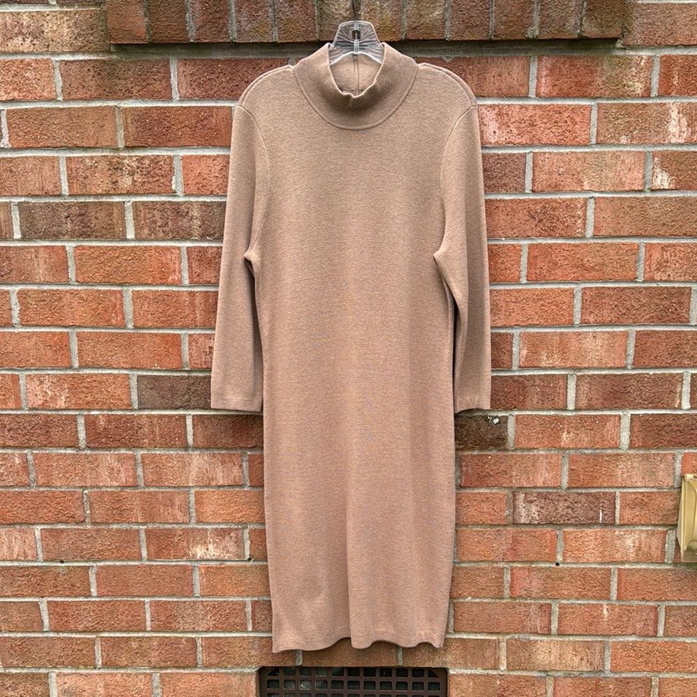 J. McLaughlin Tan Mock Neck 3/4  Sleeve Sweater Dress sz XL NWT